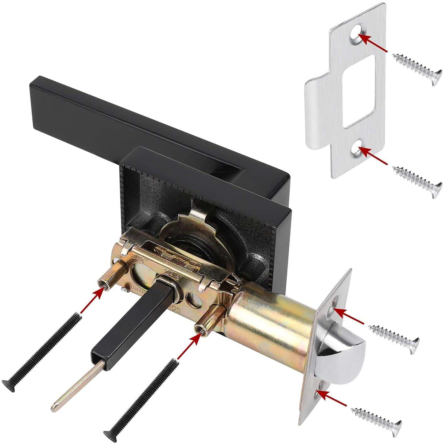 homdiy Privacy Door Handle Brushed Nickel Closet Door Lever Heavy Duty Door Handle with Lock Door Knobs Interior for Bedroom&Bathroom Entry Door Handle Without Lock and Key 2Pack 4