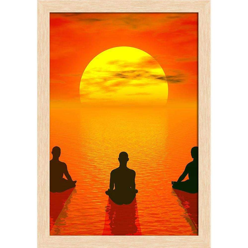 ArtzFolio Lotus Position Meditation Paper Poster Natural Brown Frame | Top Acrylic Glass 9 x 13 inch (23 x 33 cms) 4