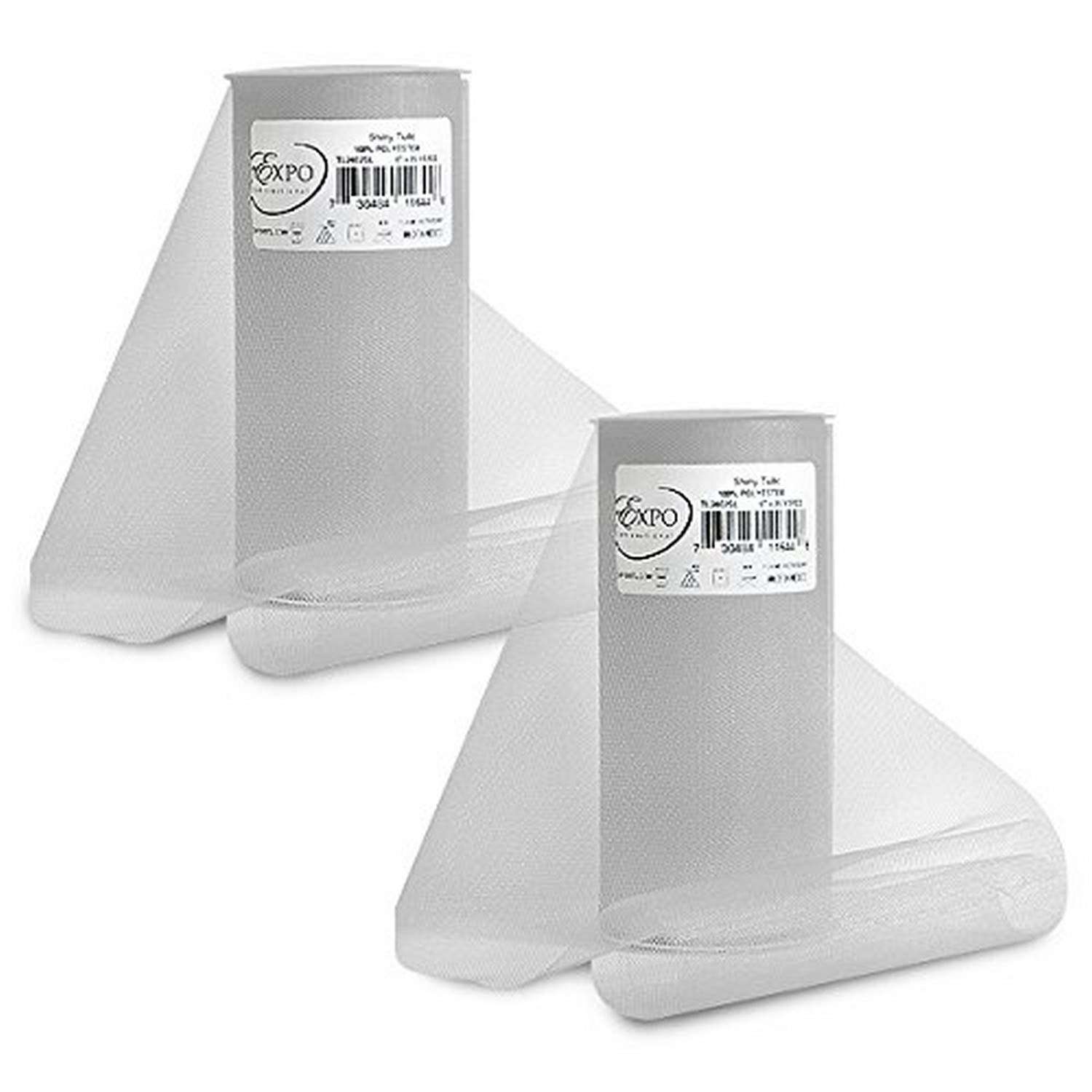 Expo International Pack of 2 25 Yards TL2402SL-2 Shiny 6" Tulle Spool of 25 yd, Silver, 2 Piece