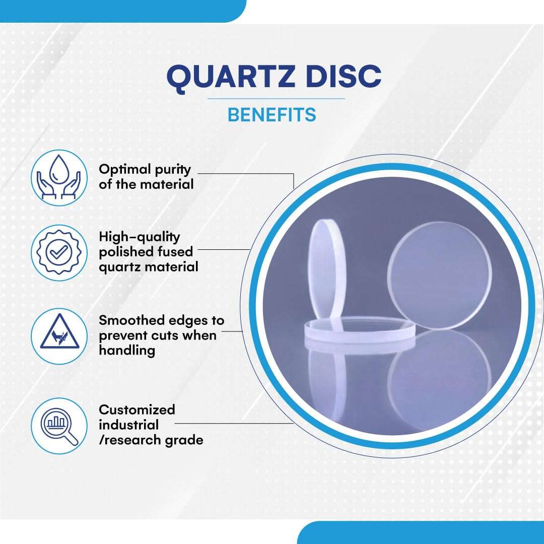 Shilpent Quartz Glass Disc (Thickness 1 MM, Diameter 25 MM) (Operating Temperature - 1150 Degree Celsius)(Average Specific Heat – 771 J/kg K & Tensile Strength – 49 N/nm²)(Pack of 1) 6