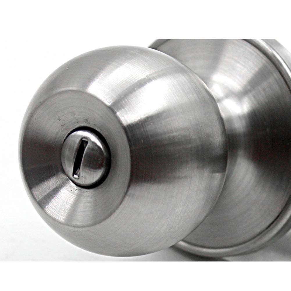 QASIN Three-Bar Stainless Steel Ball Lock Set, Round Door Handle Lock is Suitable for Family Bedroom Office Kitchen Bathroom Revolving Door Lock 4