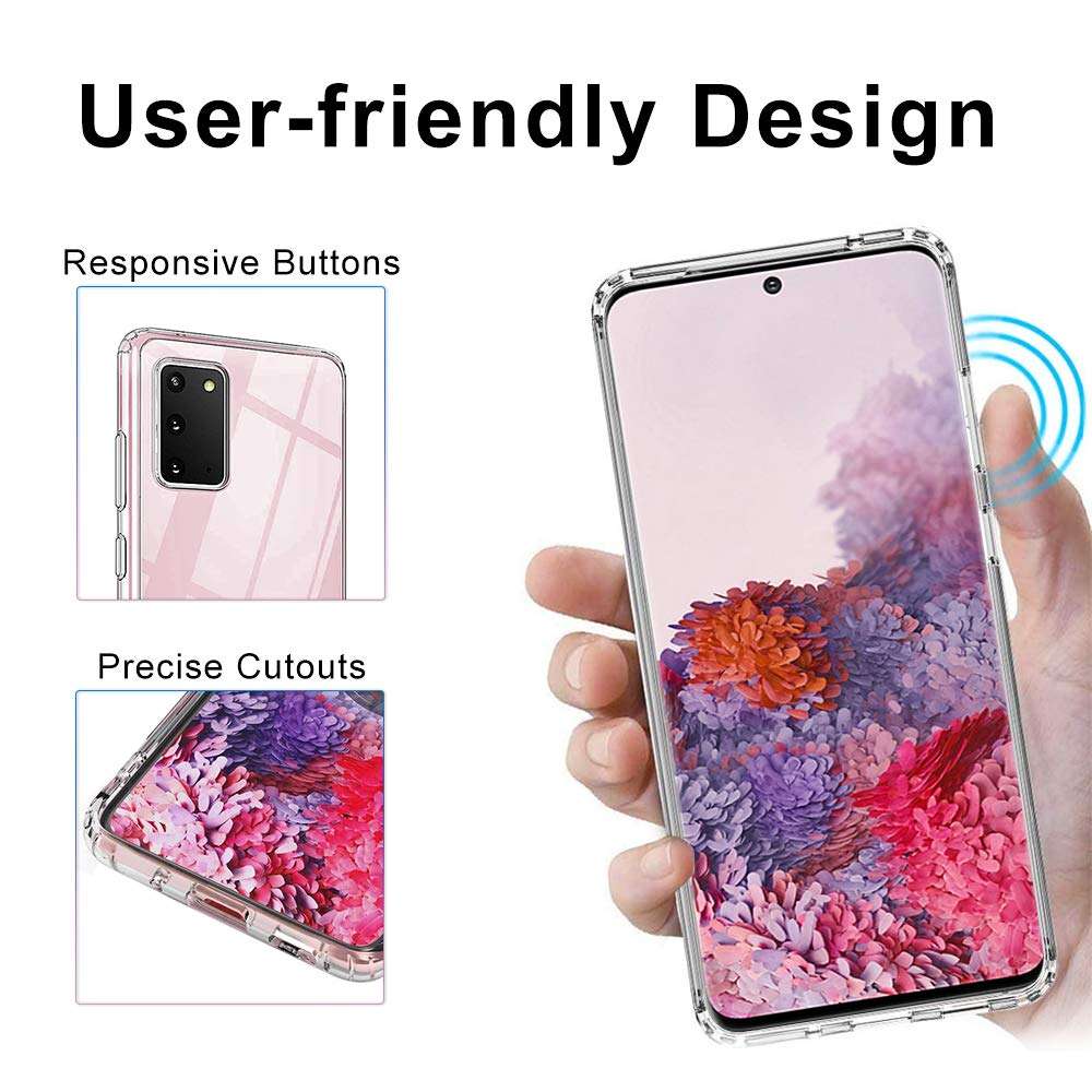WRJ Case for Samsung Galaxy S20 6.2 Inch,Hard PC Back Clear Crystal with TPU Bumper, Anti Slip Scratch Transparent Heavy Duty Rugged Shockproof Resistant Protective Cover Case 4