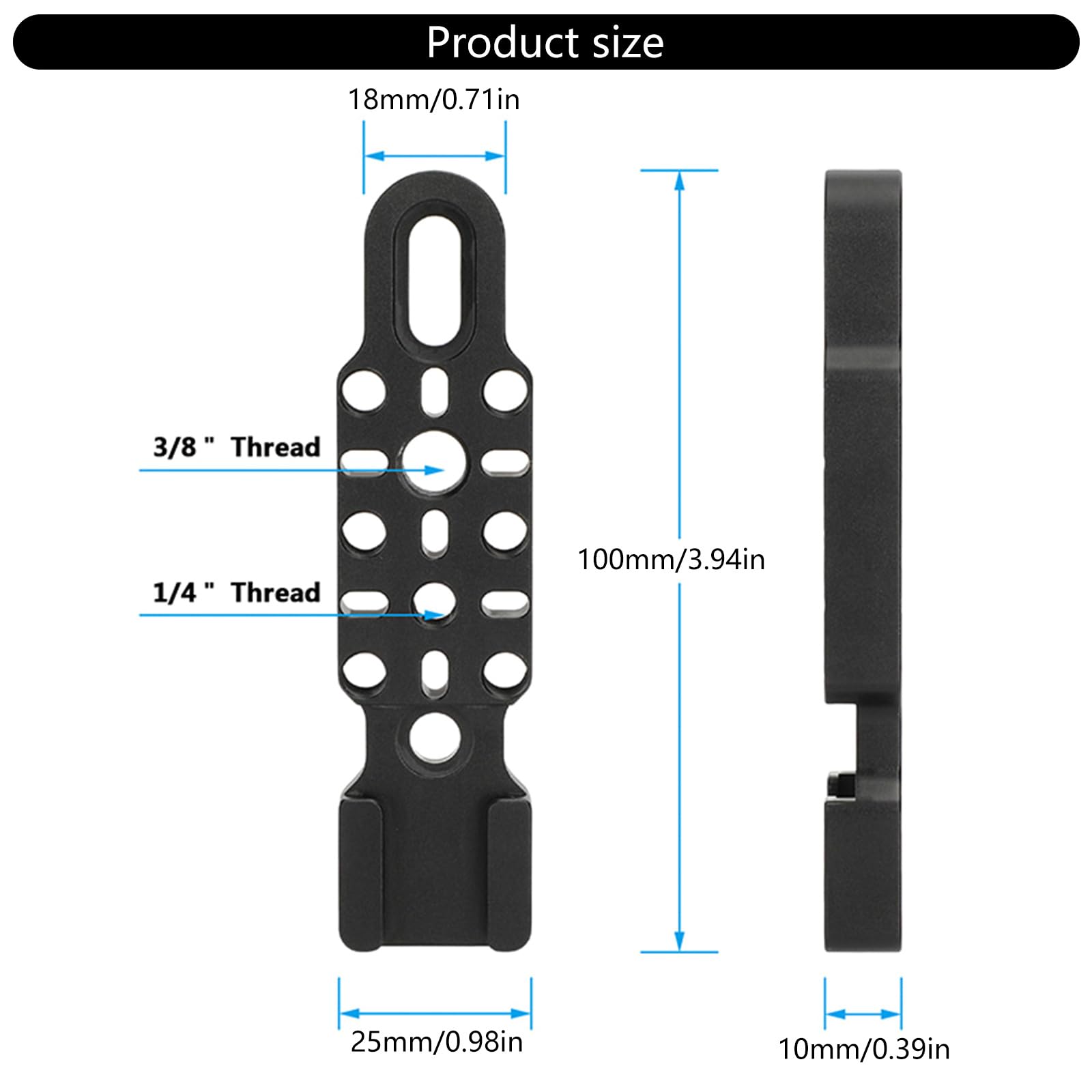 Handheld Gimbals Extension Bracket with 3 Cold Shoe Mounts for Attaching Microphones and LED Video Light for Smooth 4