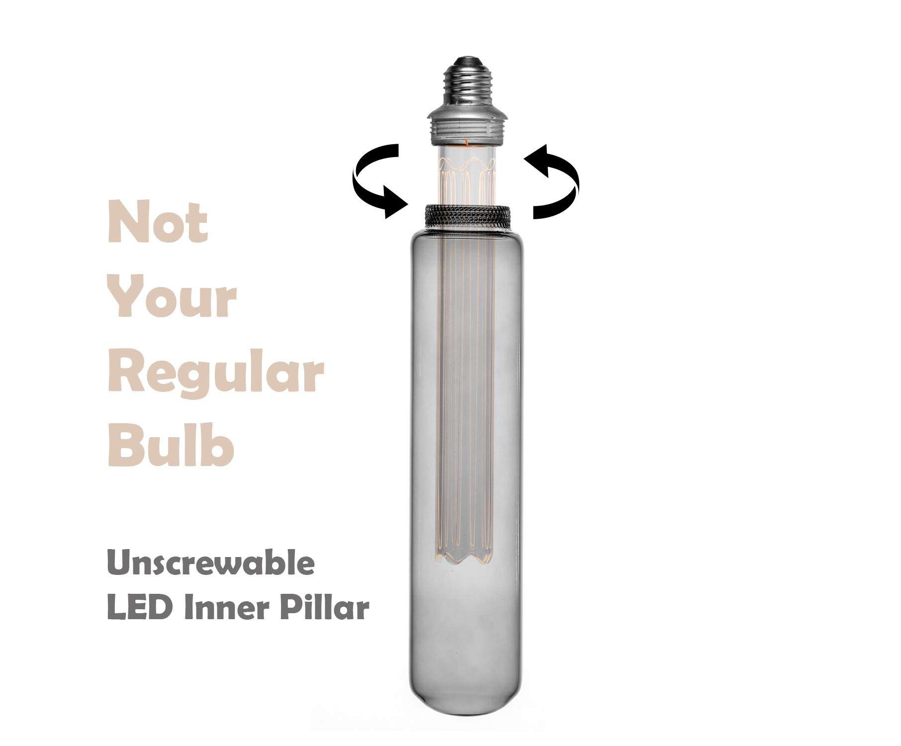 Next Glow Decorative LED Light Bulb E26 Standard Base, Acrylic Inner Pillar 3.5W, Dimmable T60 Style Glow, Beautiful Home Decor Lighting for Kitchen, Pendant Fixtures. (Smokey/Gray) 5