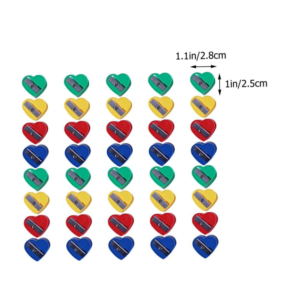 FIXOSHEE 40Pcs Heart Pencil Sharpeners Manual Sharpener Cute Cartoon Design for School Supplies Students and Birthday Celebrations 3