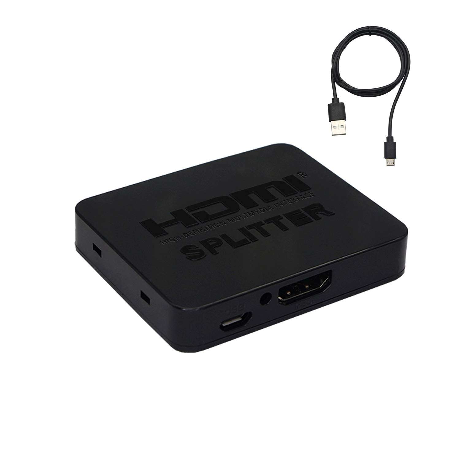 HDMI Splitter 1 in 2 Out,YAODHAOD HDMI Male to Dual HDMI Female Converter for Duplicated-Mirror Dual Monitor Support 3D 4K@30HZ Full HD 1080P for DVD Players/PS3/HDTV/STB and Most LCD Projectors (USB 1