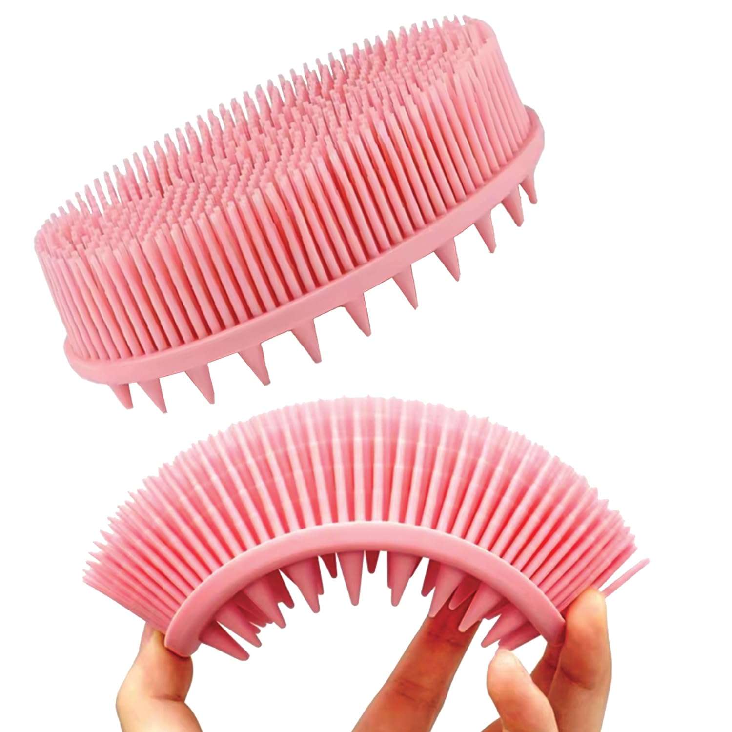 TEMPERIA (1 pcs) Silicone Body Scrubber for Bathing - Exfoliator Bath Brush for Face & Body Wash - For Nourishing Cleaning & Exfoliating Skin - Lather Boosting Ergonomic No-Slip Handle for Men & Women (Random Colors) (MN01) 1