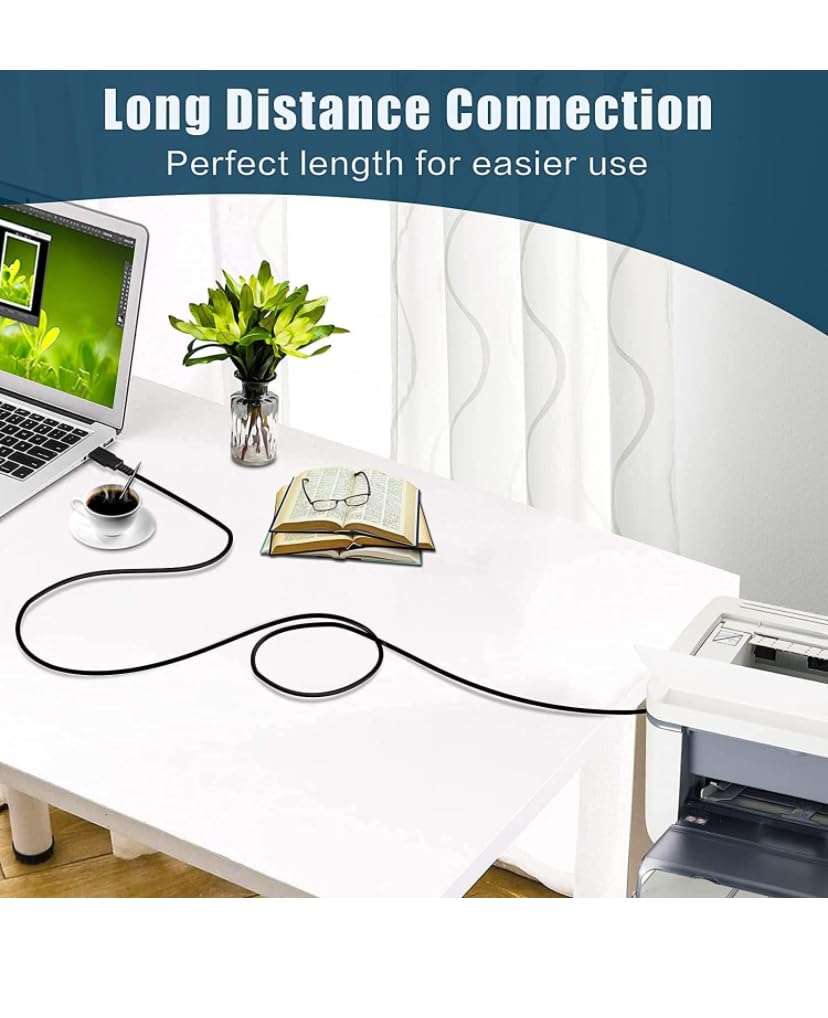 GANIX 1.5 Meter USB Printer Cable, USB A to Male To USB B 2.0 Cable Cord Compatible with Printers, Scanner For Brother Dell, HP, Epson, Canon, Lexmark, Xerox, Samsung, Epson-4.92 FEET 5