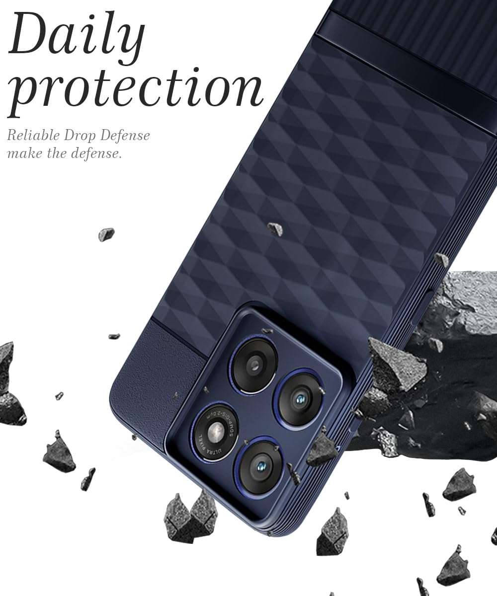 WOW IMAGINE Back Cover for Moto Edge 60 Stylus 5G with Hexa Cube Design | Ultra Slim Soft Rubberised Case | Inner Velvet Fabric | Matte Silicone Flexible Mobile Case | Camera Protection - Blue 4