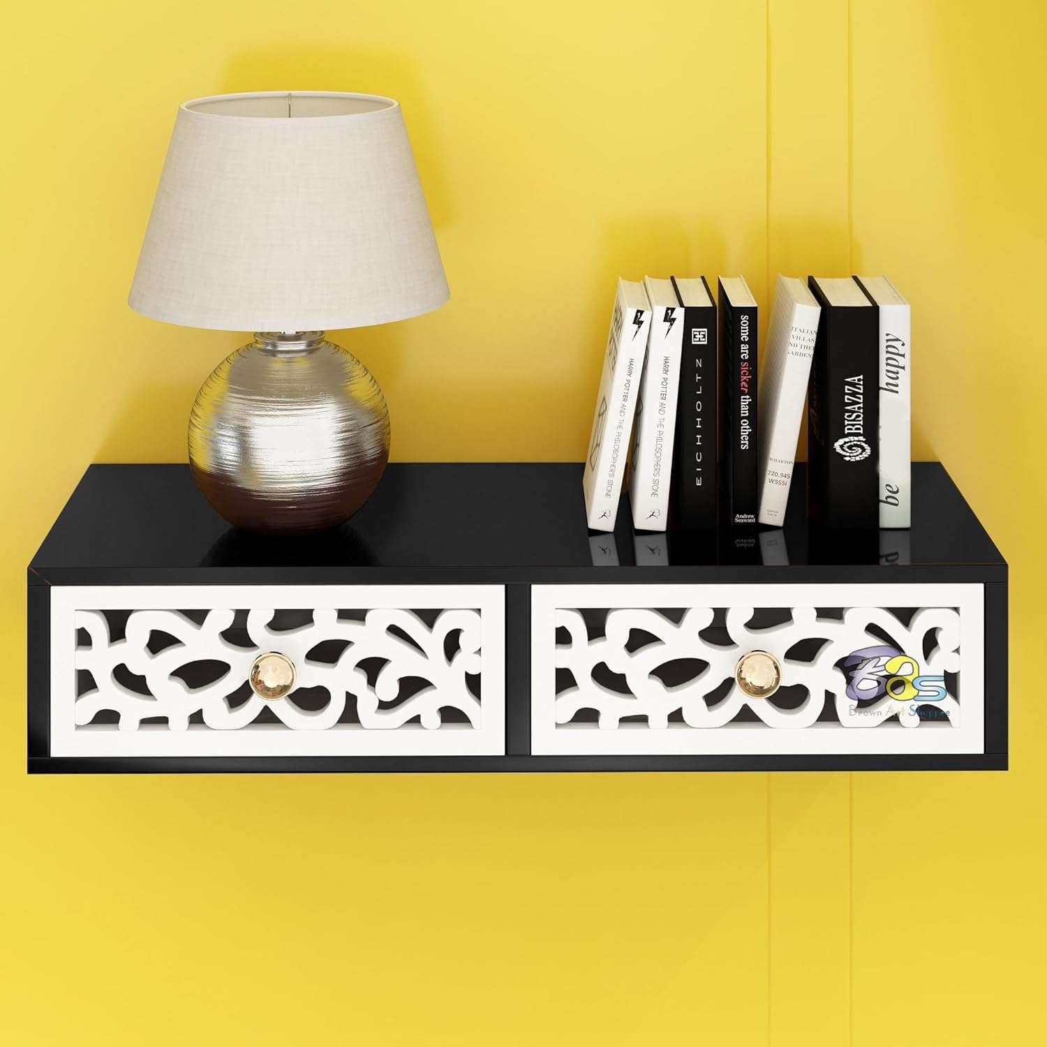 DDS Dream Decor Shoppee - TV Stand Multipurpose TV Unit/Wall Set Top Box Stand Shelf can be Used as Set top Box Book shelf/Display Shelves in Living/Dining/Offices etc. (Black White) 1