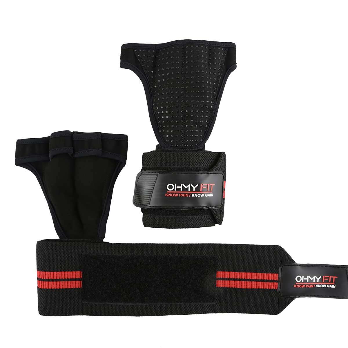 OHMY FIT All-in-One Wrist Wrap Glove: Elevate Your Workout with Ventilation, Callus Prevention & Wrist Support - 22" L x 3" W. Ideal for Powerlifting, Strength Training, Crossfit. (Small)
