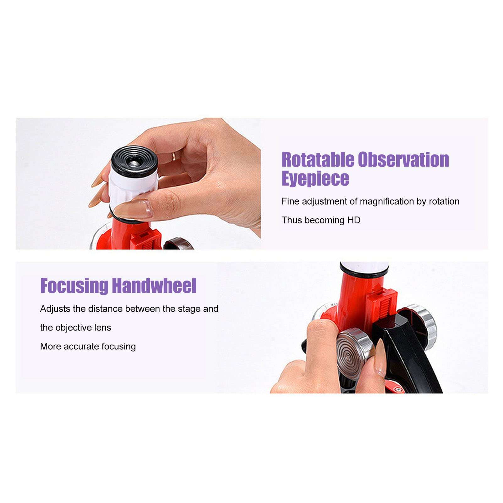 Children Microscope Toy, Kids Microscope Kit Adjustable Angle Lens Plastic Material 1200x with LED Light for Beginner for Home 6