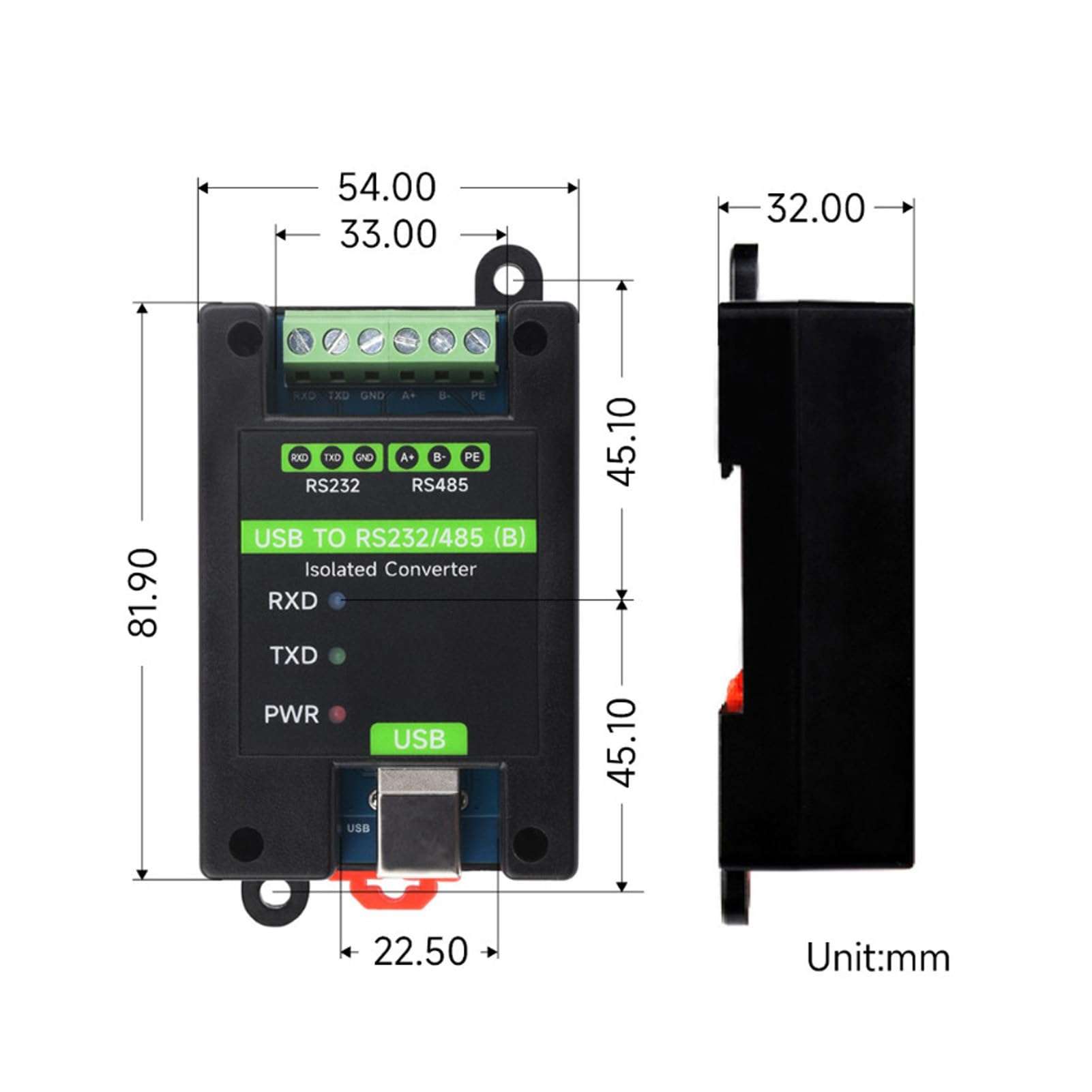 ASHATA USB to RS232 Converter, Industrial Grade Isolated USB Converter with FT232RNL Chip, USB to RS232 RS485 Converter, Industrial Isolated Converter 6