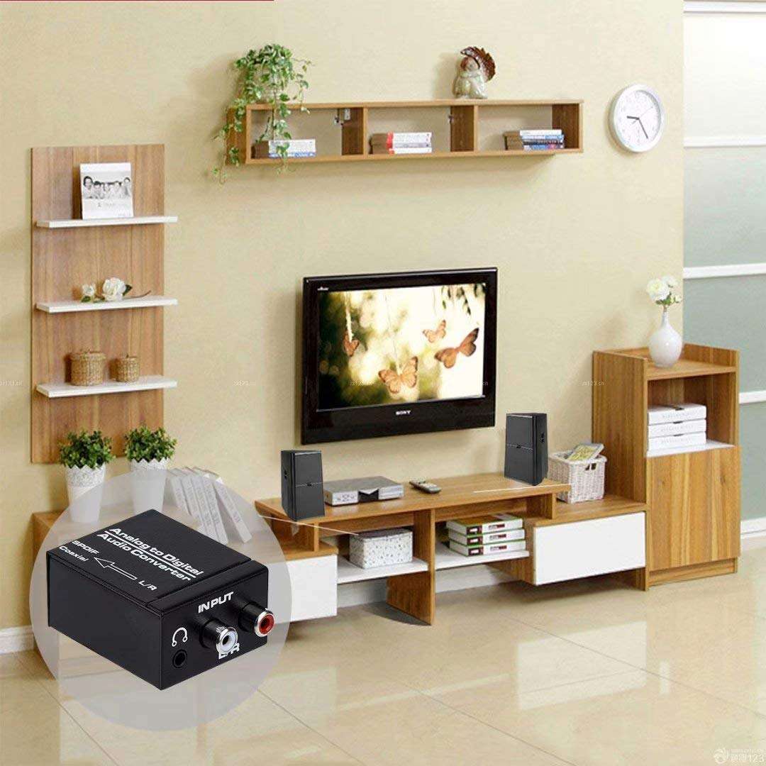 Analog to Digital Audio Converter, R/L RCA 3.5mm AUX to Digital Coaxial Toslink Optical Audio Adapter with Optical Cable, Coaxial Cable 5