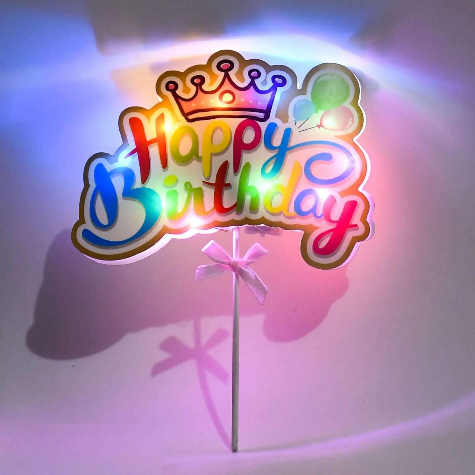 Pop The Party Happy Birthday Cake Topper, Crown Happy Birthday Cake Topper Decoration Suitable For Party Decoration For Birthday 1