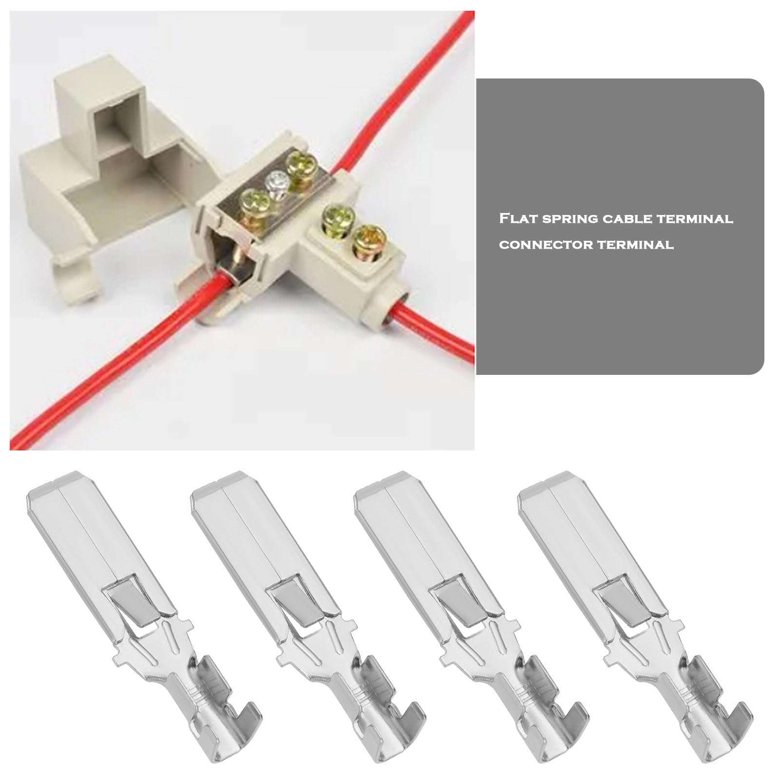 OTOTEC 20Pcs 9.5mm Wire Connectors Brass Flat Plugs Wire Crimping Terminals Cross Sectional Area 4mm² Suitable for Automotive Parts Home Appliances Silver 3