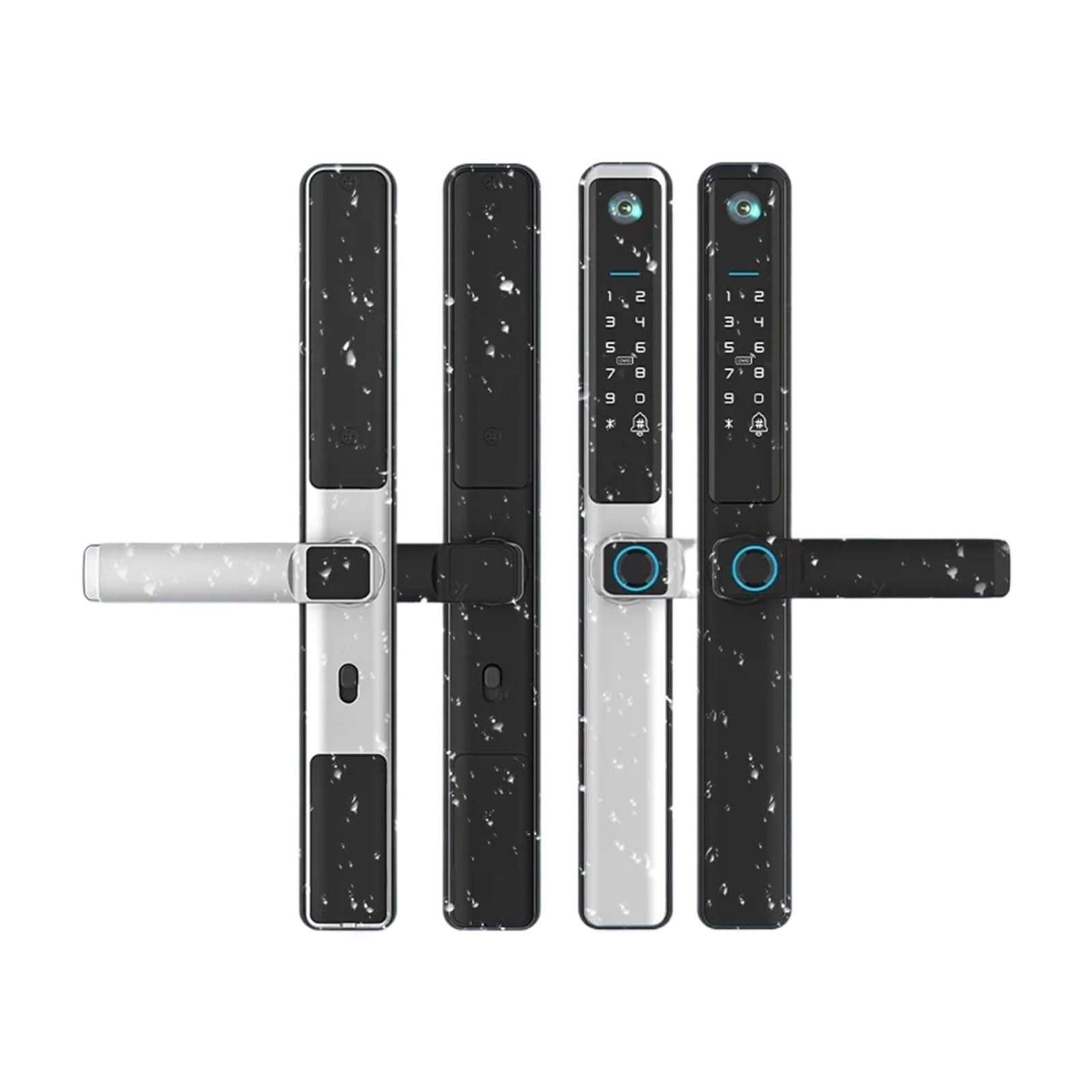 KIEEQGAK Tuya WiFi Slim Smart Lock，with Camera for Sliding Glass Aluminum Door，Waterproof Biometric Fingerprint Electronic Glass Locks(Black 3585 Hook) 1