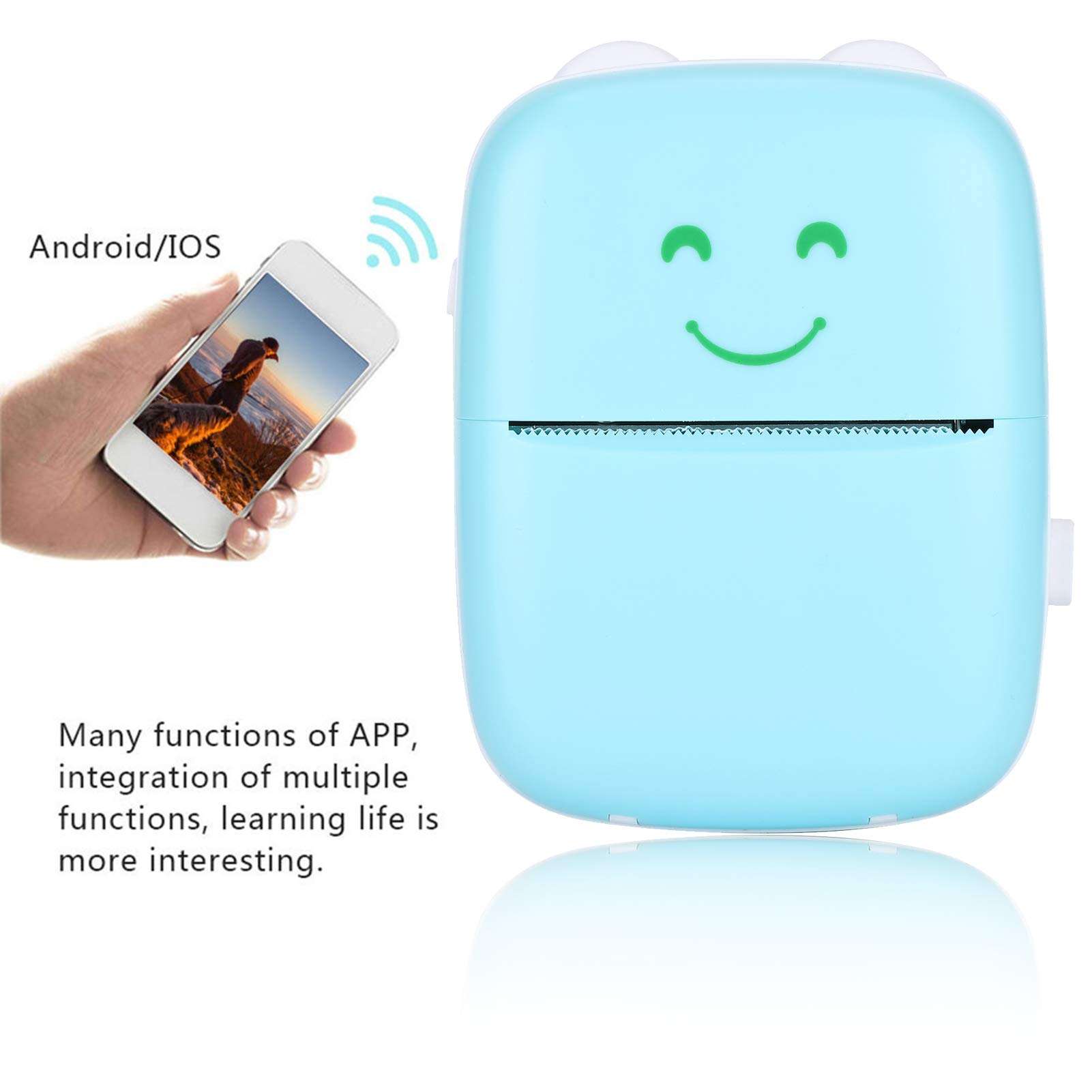 Pocket Printer,Mini Bluetooth Wireless Portable BT Thermal Printer,Mobile Printer Label Photo Printer,Compatible with All Smartphones,for Learning Assistance,Study Notes,Journal,Fun,Scrapbook,Blue 4
