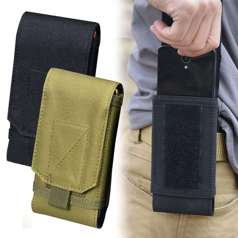Universal Tactical MOLLE Holster Army Mobile Phone Belt Pouch EDC Security Pack Carry Accessory Kit Waist Bag Case Compatible iPhone 13 14 15 Pro XS Max XR 7 8 Plus for Samsung Galaxy S10 S9 S8 Plus 6