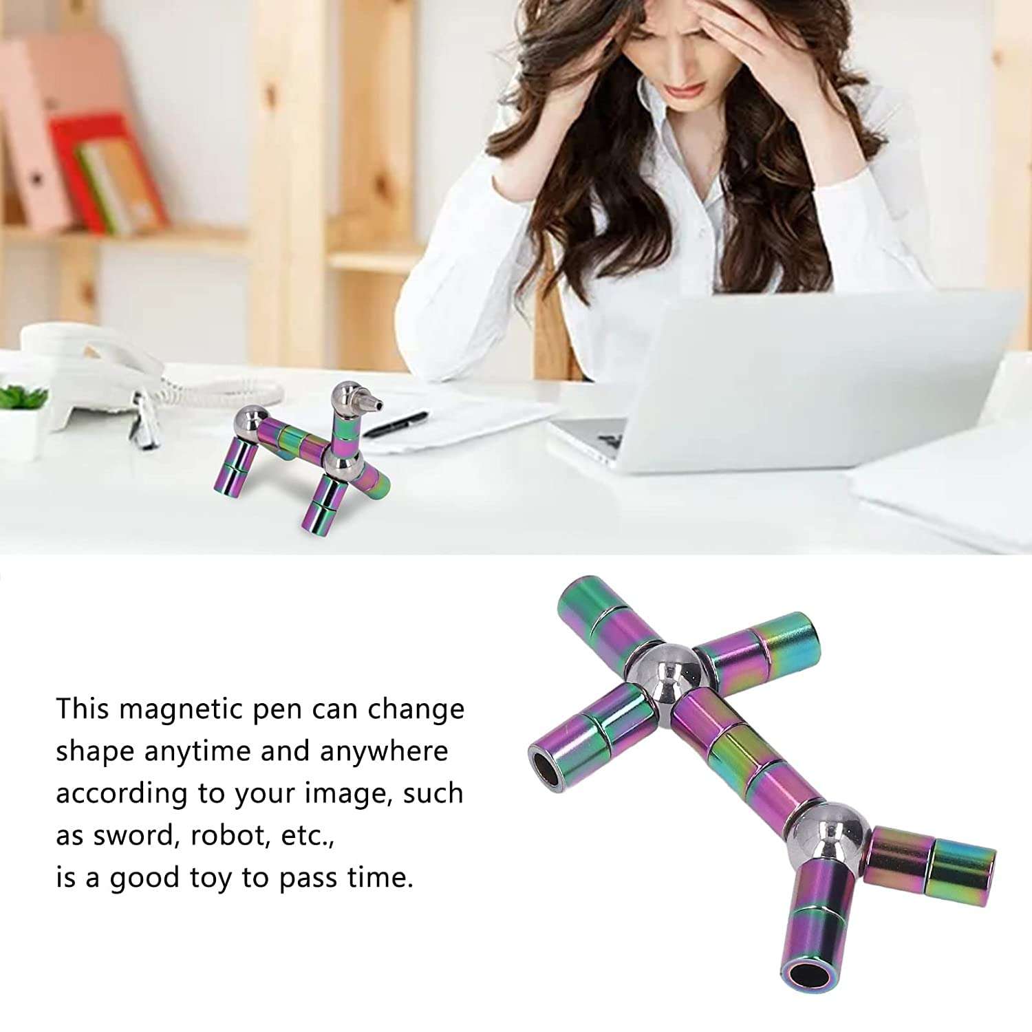 Tiyahi Fidget Magnetic Toy Pen Stress Relief Pen Multifunction Pen (Purple) 5