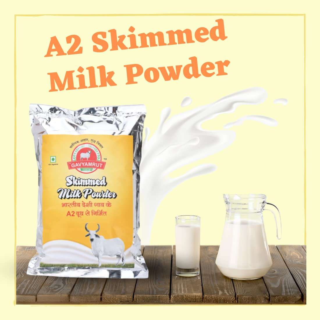 Brij Gavyamrut A2 Cow Skimmed Milk Powder | All Natural | 100% Pure | Boosts Liver Health | | Sugar Free | No Added Preservatives | Perfect for Tea & Coffee | Pure & Premium | 1kg (Pack of 2, 2Kg) 4
