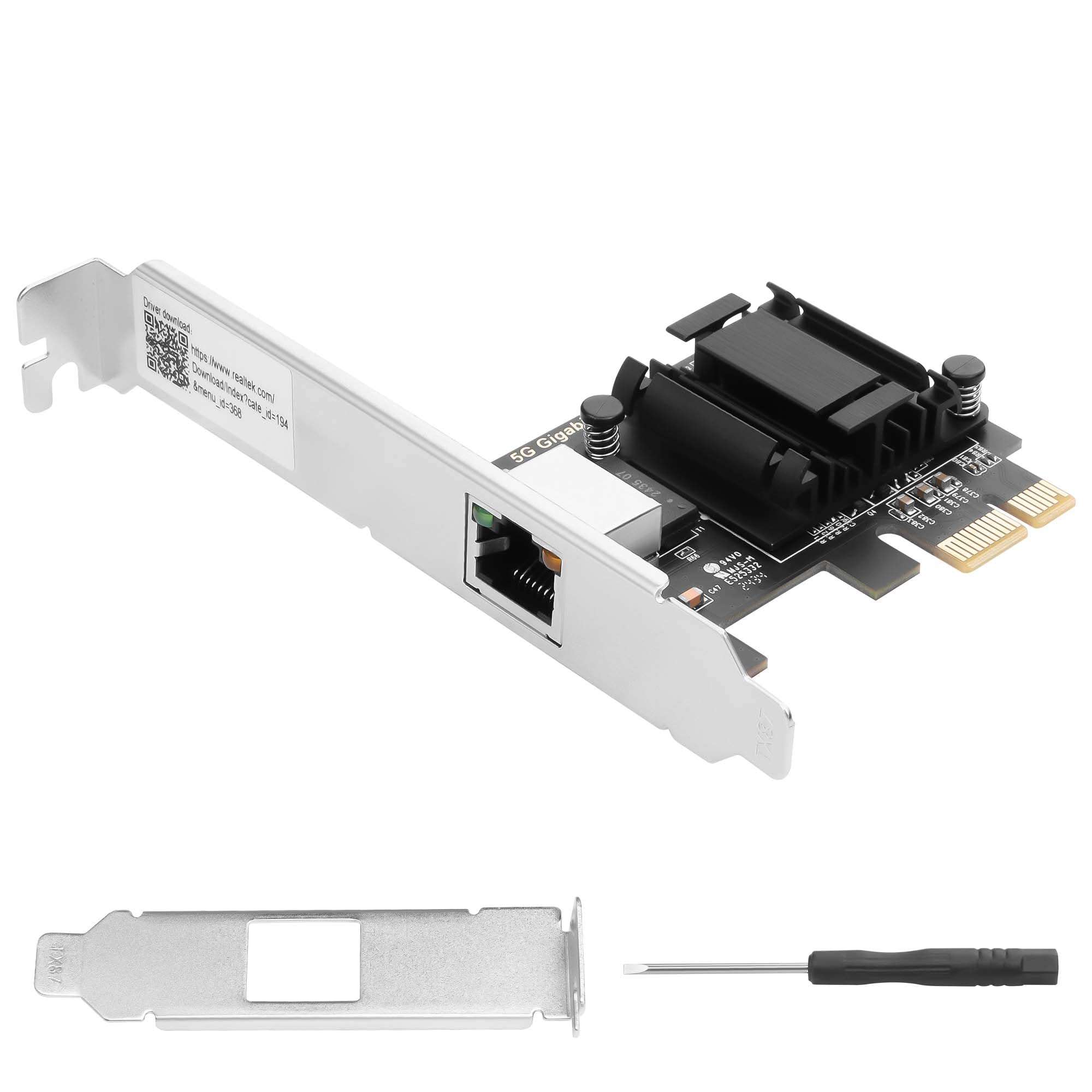 GINTOOYUN 5Gb PCI Network Card 2.5Gbps/1Gbps/100Mbps PCI Ethernet Interface Adapter 100Mbps Express 3.1（8GT/s） Ethernet Card Converted to Ethernet RJ45 LAN Port,Supports Windows/Linux 1