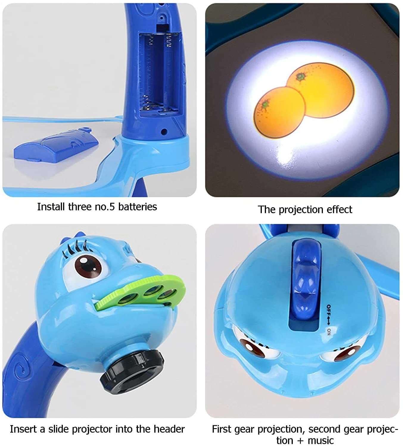 ZICRIC Projector Painting Set for Kids, Educational Early Learning Projection Drawing Table, Trace and Draw Projector Toy with Light & Music, Graffiti Children Projection Drawing Board, Blue 4