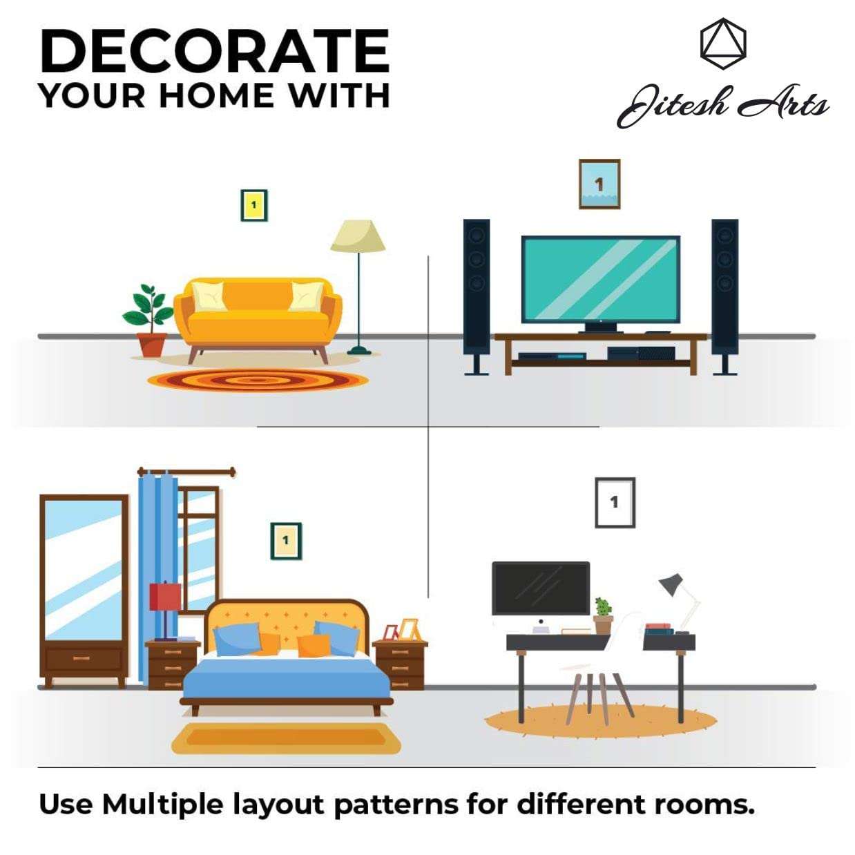 Jitesh Arts Decorative Art Unique Mother Nature Sunrise Sea Yoga Painting For Home Office Kitchen Bedroom Dining Room Living Room Wall Decoration 6