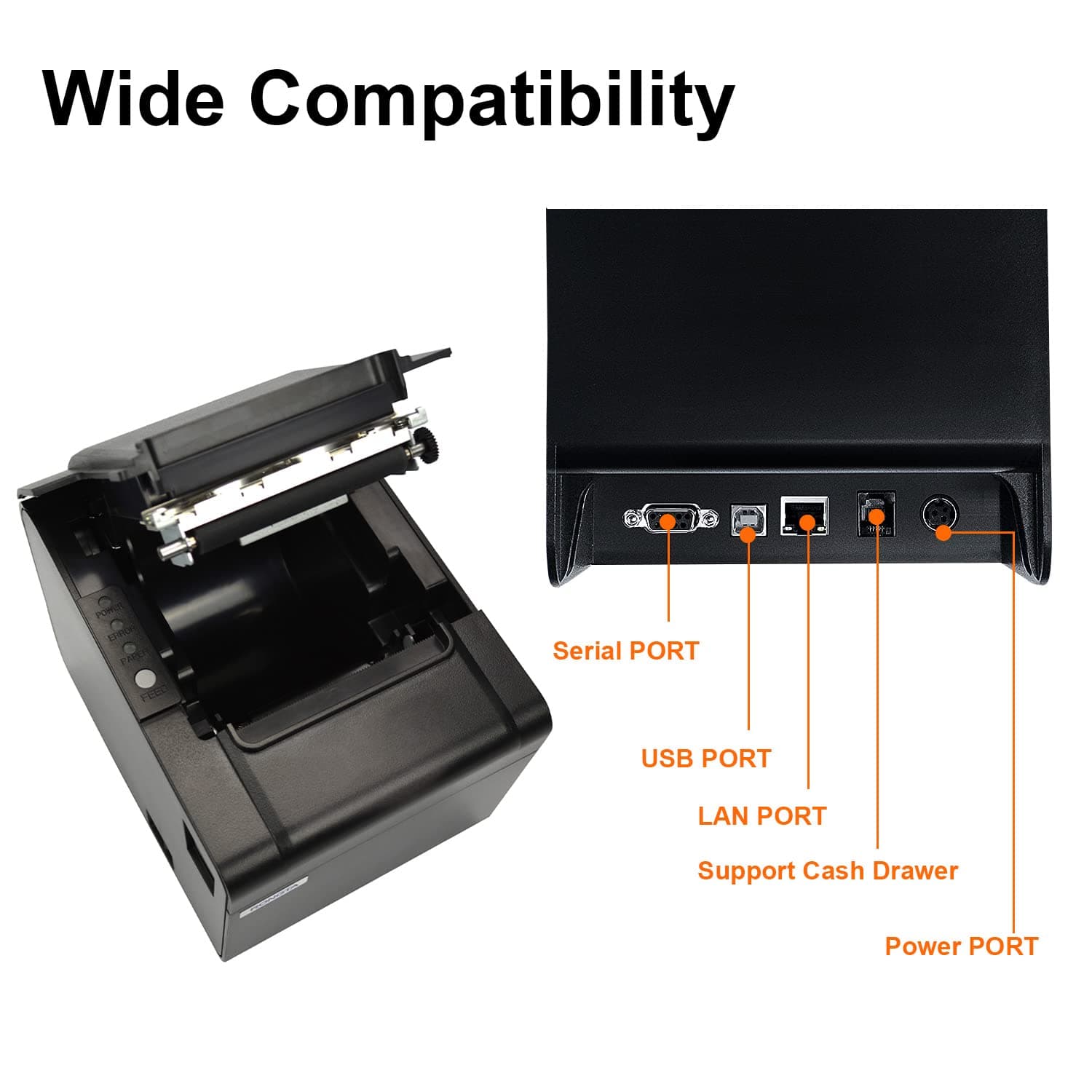 Rongta POS Printer, 80mm USB Thermal Receipt Printer, Restaurant Kitchen Printer with Auto Cutter Support Cash Drawer,USB Serial Ethernet Interface for Windows/Mac/Linux,Do Not Square (RP326) 4