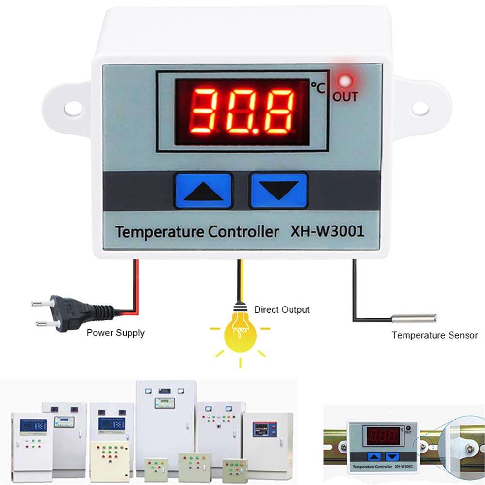 Digital LED Temperature Controller, DC 24V Temperature Controller Board Cooling/Heating Control Module Switch with Waterproof Sensor Probe 4