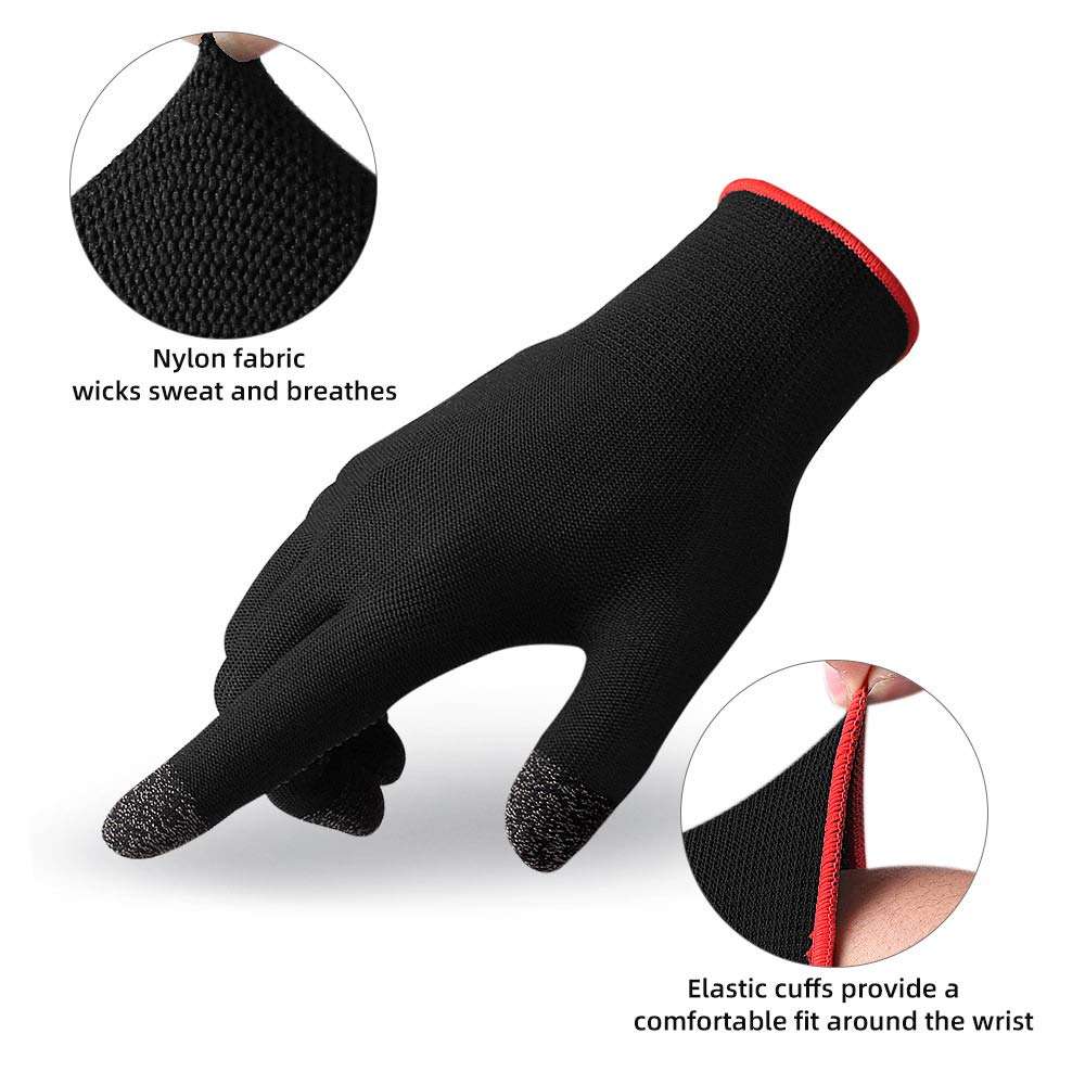 ZEPOHCK Game Gloves, Anti-Sweat Breathable, Touch Finger Gaming Glove for Highly Sensitive Nano-Silver Fiber Material, Dot Silica Gel Palm Non-Slip Design, Support Almost All Mobile Gaming 4