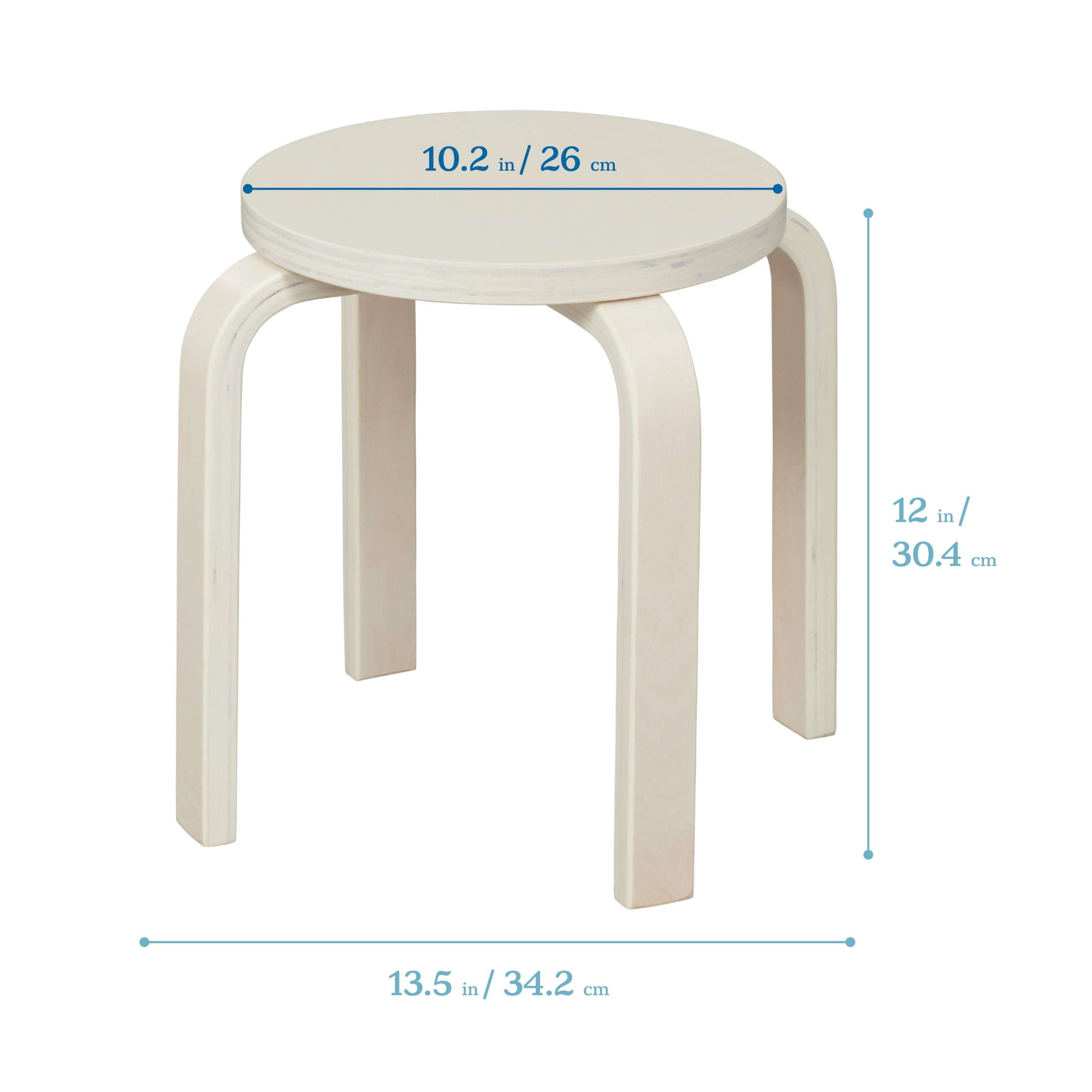 ECR4Kids Bentwood Stackable Stools, Classroom Furniture, White Wash, 6-Piece 3