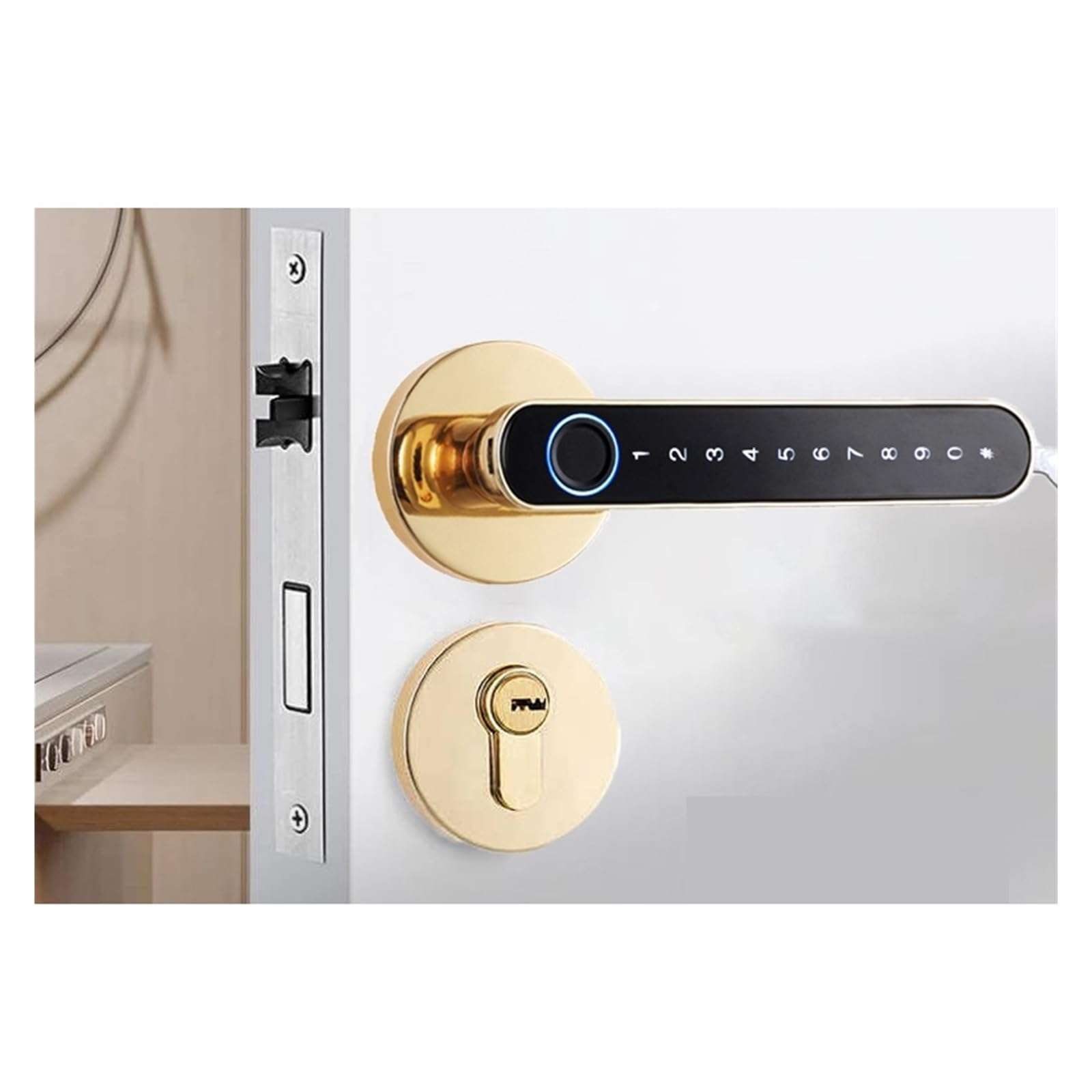 Smart Lock, Combination Lock, Fingerprint Door Lock, Door Lock Code Fingerprint Door Knob Keyless Entry Door Lock with Handle for Home Hotel Office Apartment (Color : 3200black) (3201siliver 01) 1