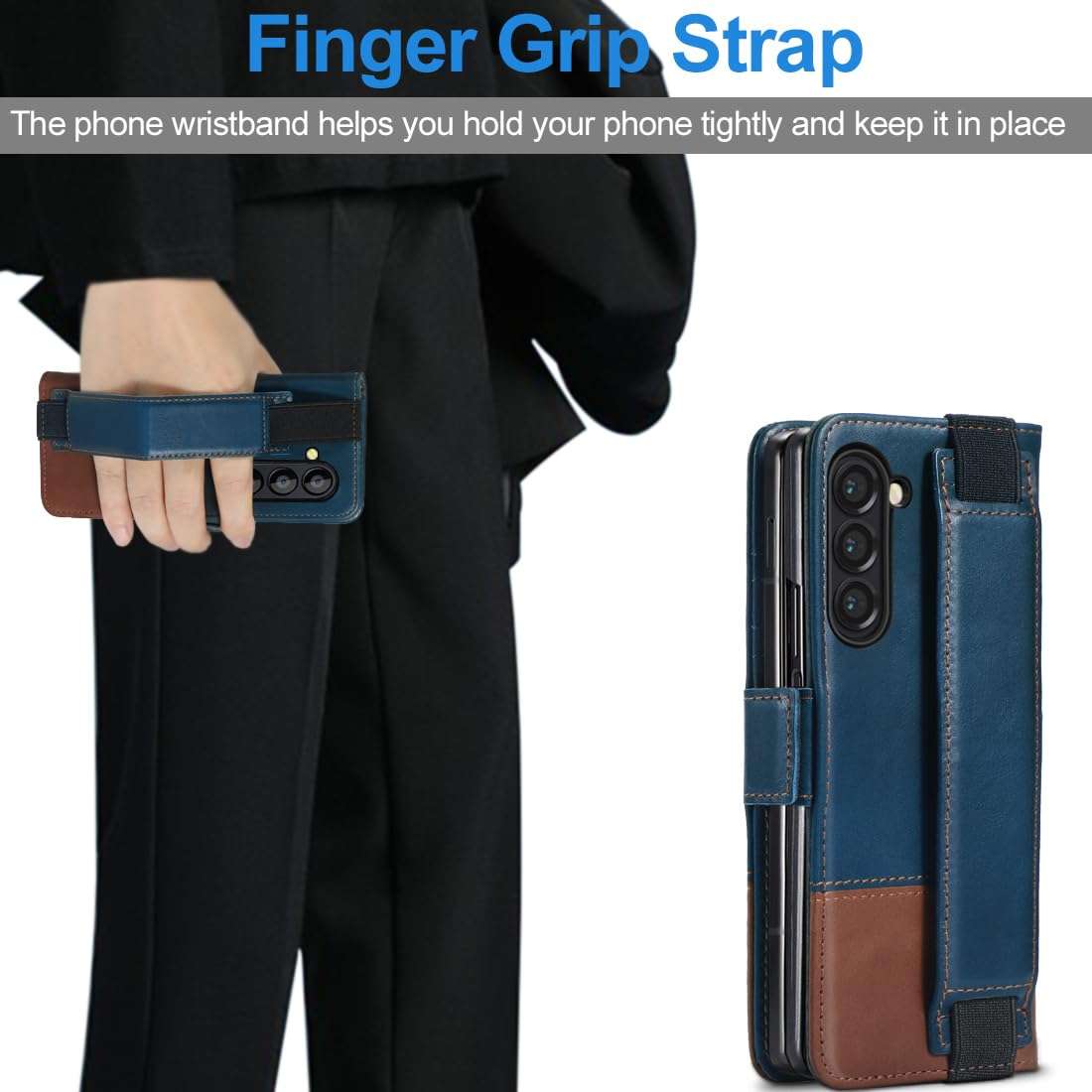 KEZiHOME for Samsung Galaxy Z Fold 5 Case, Genuine Leather Wallet Case [RFID Blocking] with Card Holder Stand Shockproof Protective Phone Flip Cover Compatible with Galaxy Z Fold 5 5