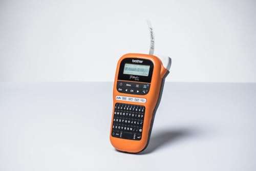 Brother PT-E110 Label Maker, P-Touch Electrician Label Printer, Handheld, QWERTY Keyboard, Up to 12mm Labels, Includes 12mm Black on White Tape Cassette 2