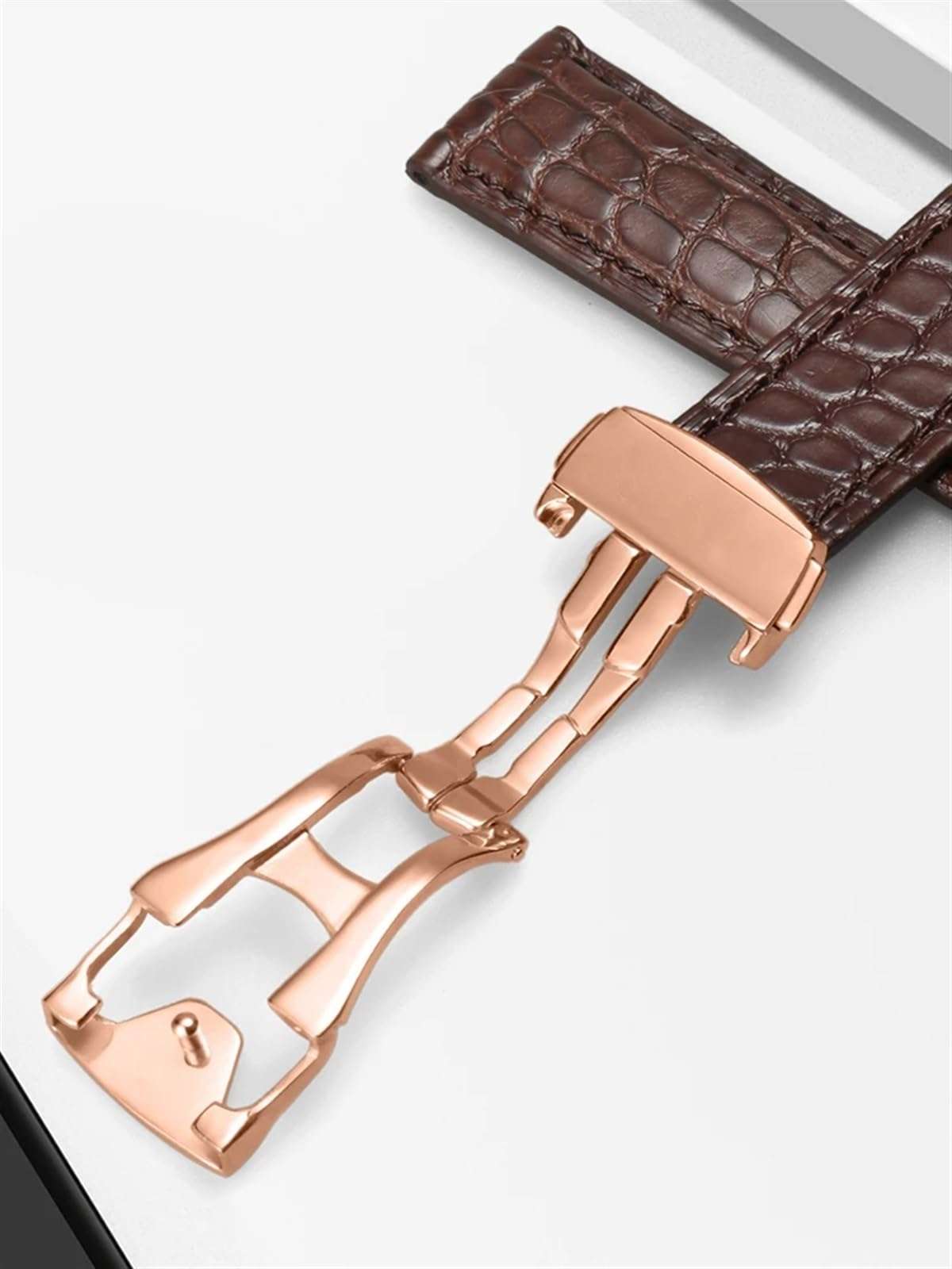 SERDAS Genuine Leather Band Alligator For Omega Seamaster Speedmaster 300,300M,600,007 Watch Strap 18mm To 24mm Crocodile Leather Strap For Men's And Women's(Black-silver,19mm) 4