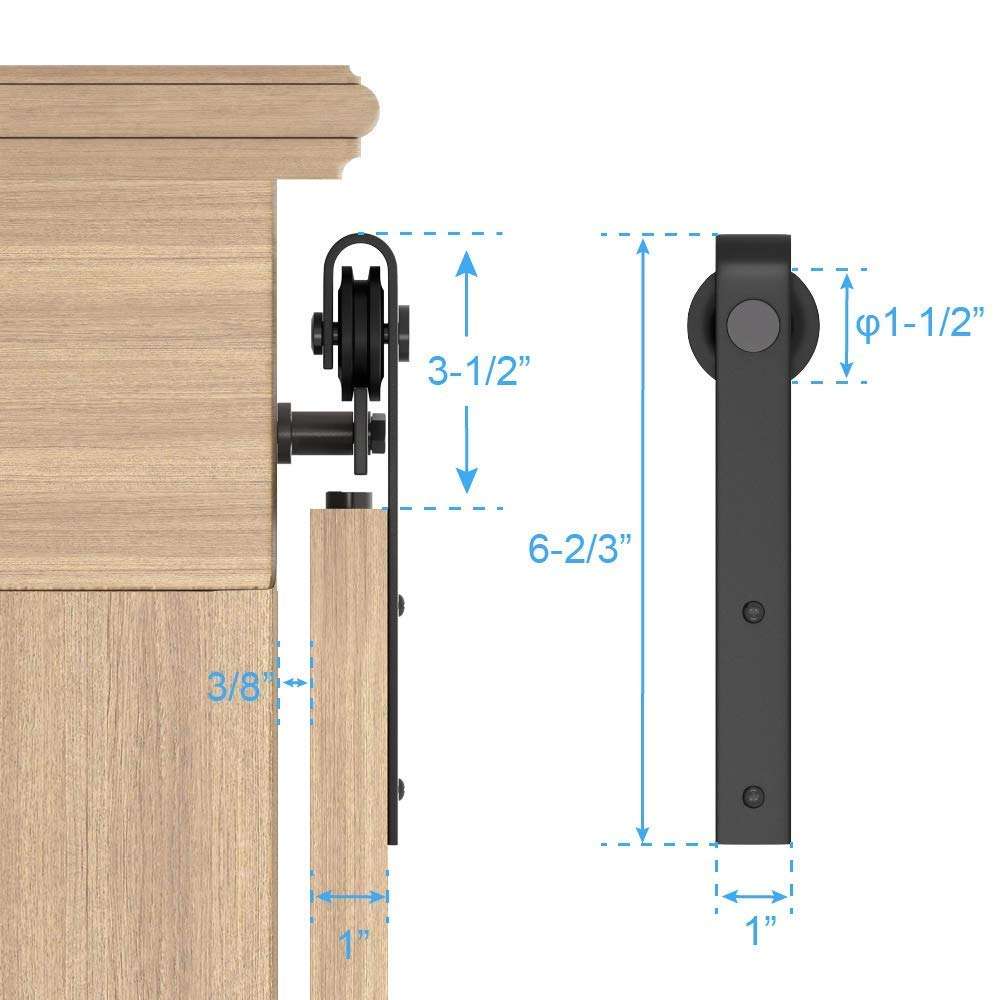 ZEKOO 2.5-8 FT Super Mini Sliding Barn Door Hardware Kit Arrow Shape Hanger Flat Track for Cabinet TV Stand Console (5FT, Double Door Kit) 4