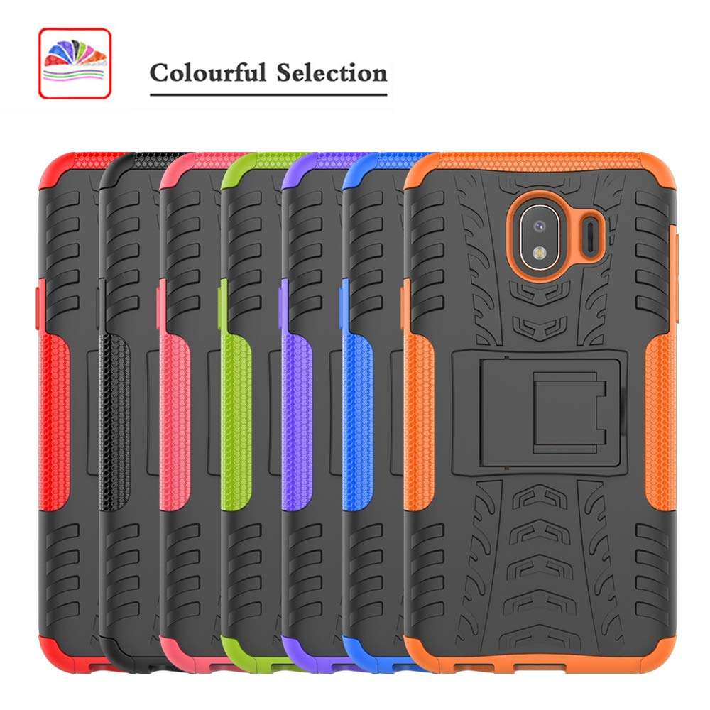 LiuShan Galaxy J4 2018 case, Shockproof Heavy Duty Combo Hybrid Rugged Dual Layer Grip Cover with Kickstand for Samsung Galaxy J4 2018 Smartphone (with 4in1 Packaged),Orange 6