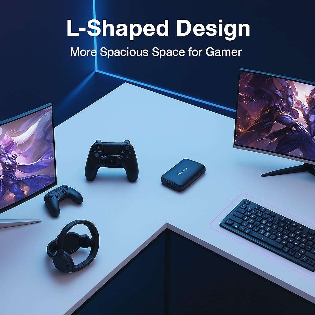 Callas L Shaped Computer Desk - Gaming Corner 50 Inch PC, Computer Corner Desk, Writing Workstation with Wooden Desktop CPU Stand for Home, Office, Room & Small Space (White - ST-22 White(R)) 5