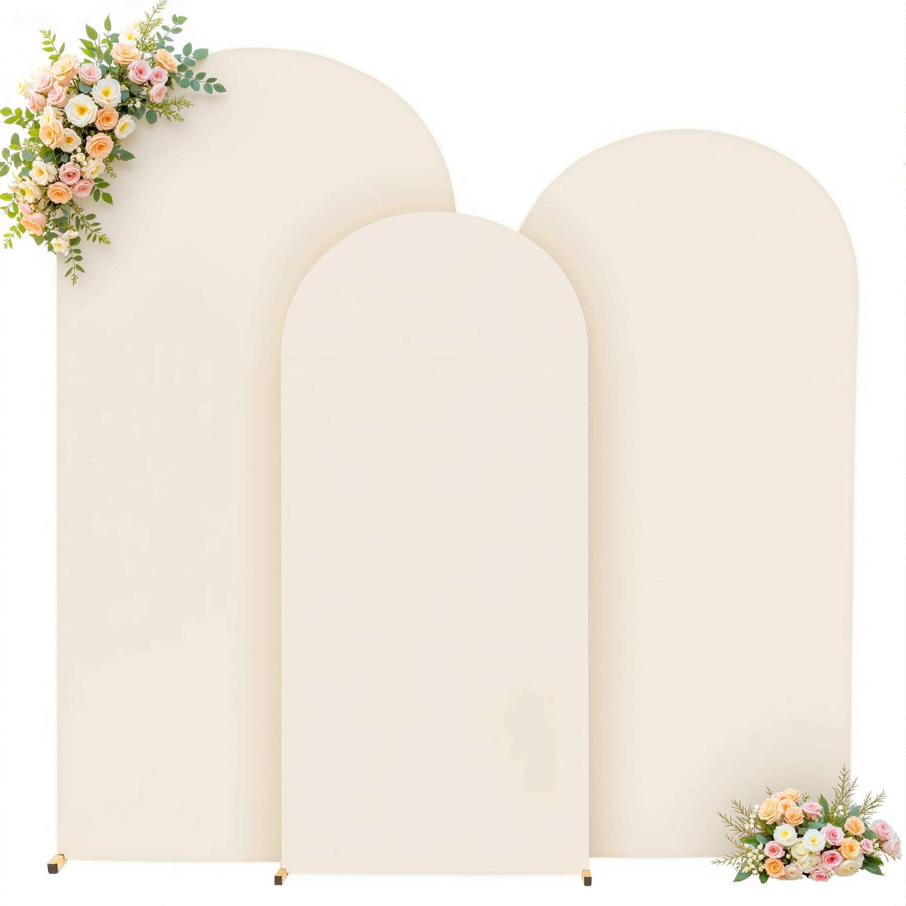 Beige Arch Backdrop Cover 7.2ft 6.6ft 6ft Arch Cover Set of 3 Arch Covers Stretchy Backdrop for Wedding Party Baby Shower Birthday Photography Spandex Arch Stand Covers Backdrop Curtains Decor 6