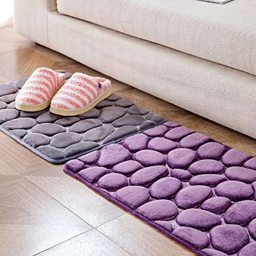 WorldCare® Flower Grey : Bathroom Rebound Carpet Comfortable Doormat Kitchen Toilet Floor Absorbent Flannel Bathmat Soft Bath Rug Decor Pebble Flower 3