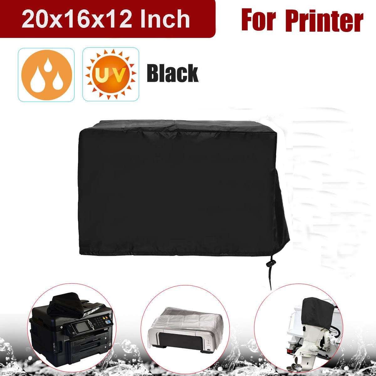 LKXHarleya Printer Dust Cover for HP OfficeJet Pro 8600, Waterproof, Heavy Duty, Black, Polyester-Cotton Blend, 20 x 16 x 12 Inch 2