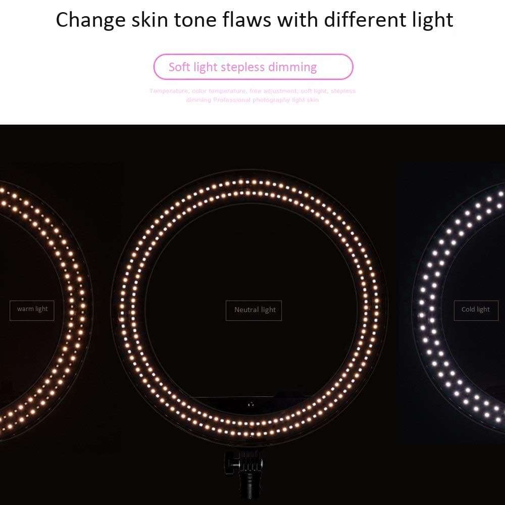 13.5" LED Ring Light with Tripod Stand and Phone Holder for Selfie,Live Streaming & YouTube Video, Dimmable Desk Makeup Ring Light for Photography, Shooting with 3 Light Modes and 10 Brightness Level 2