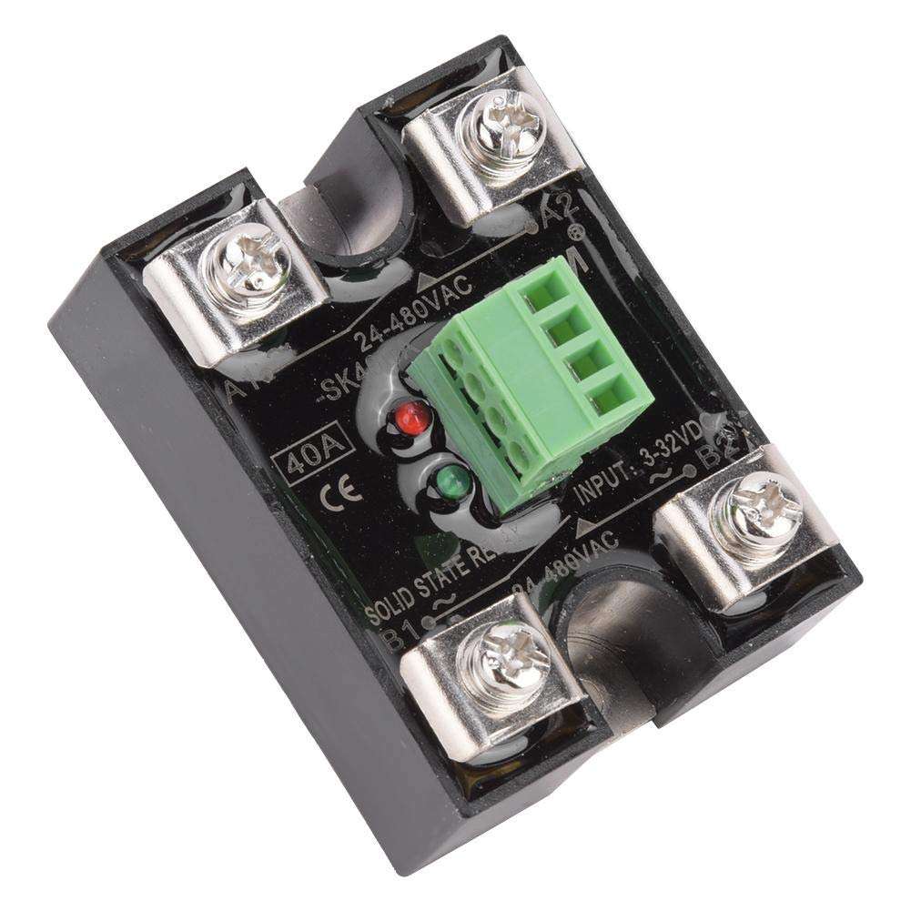 Red + Green DC Control AC Relay Dual DC Control Dual AC Solid State Relay Thermostat Current Control Voltage Controller Temperature Controller(40A(BERM-SK40DA)) 3