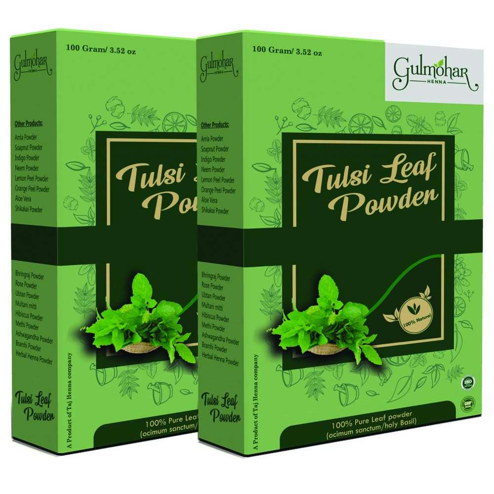 Gulmohar 100% Pure and Natural Tulsi powder For Hair Care - Pack of 2 (200g) 1