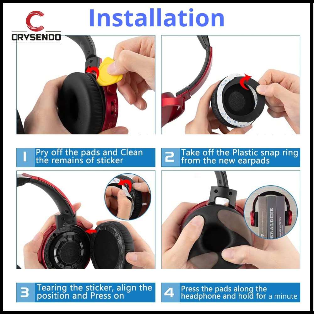 Crysendo Headphone Cushion for Son-y WH-XB700 Headphones | Replacement Ear Cushion Foam Cover Ear Pads Soft Cushion | Protein Leather & Memory Foam (Not for XB450) (Black) 4