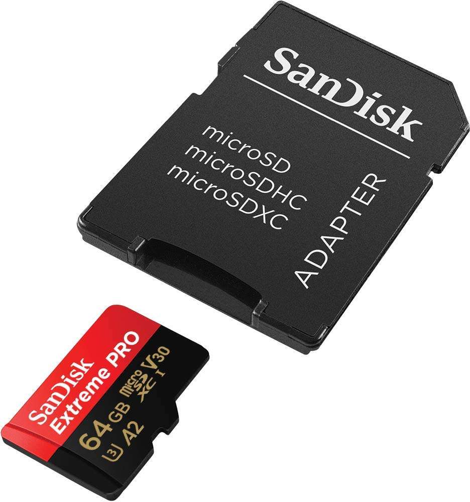 SanDisk 64GB Micro SDXC Memory Card Extreme Pro (2 Pack) Works with GoPro Hero 9 Black Action Camera U3 V30 4K Class 10 (SDSQXCY-064G-GN6MA) Bundle with 1 Everything But Stromboli TF & SD Card Reader 5