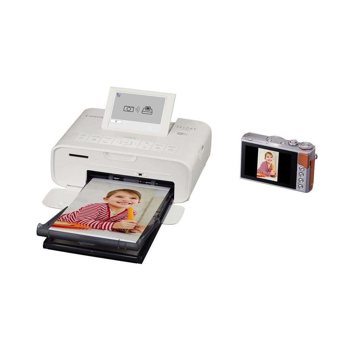 Canon SELPHY CP1300 Wireless Compact Photo Printer, White - Bundle with USB Cable 6', Microfiber Cloth 5
