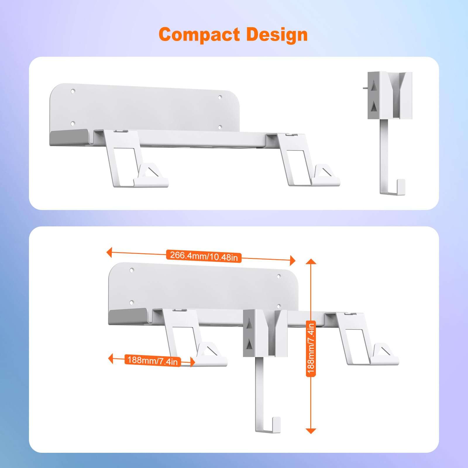Wall Mount Game Host Rack Storage Bracket Anti-Slip Holder With Charging Cable & Screws Kit ForPS5 Console Controller Bracket Wall Mount Bracket Forps5 Multifunction Game Host Rack Storage Bracket 4