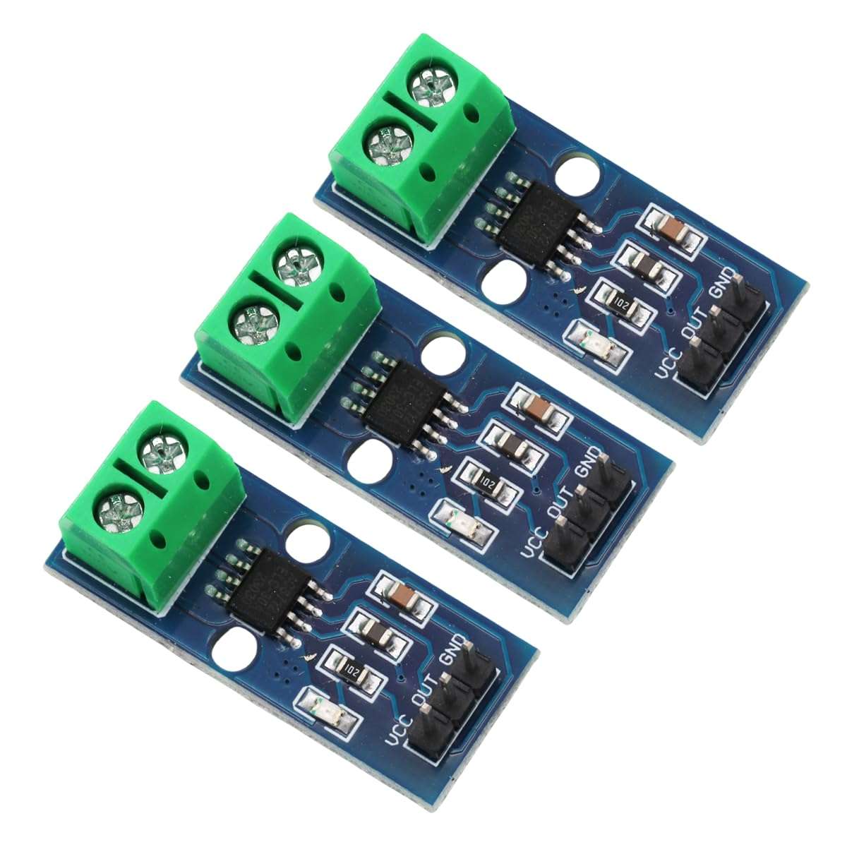 Ferwooh ACS712 30A Range Power Sensor Module Chip ACS712ELC-30A Current Sensor Module Hall Sensor Measurement Module with Power Indicator for Arduino (Pack of 3PCS) 1